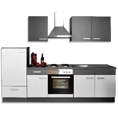 Küchenzeile mit integrierten Elektrogeräten und durchdachtem Design