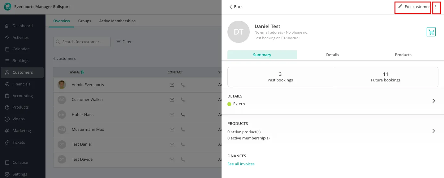 Kundenprofil-Bearbeitung