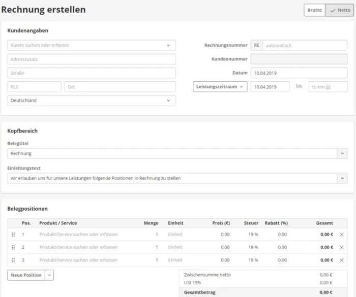 LEXoffice Rechnungen schreiben