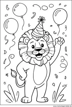 Löwe Kindergeburtstag Ausmalbild kostenlos