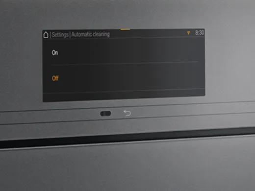 M-Touch Display eines Miele Einbau-Kaffeevollautomaten mit Menüoptionen