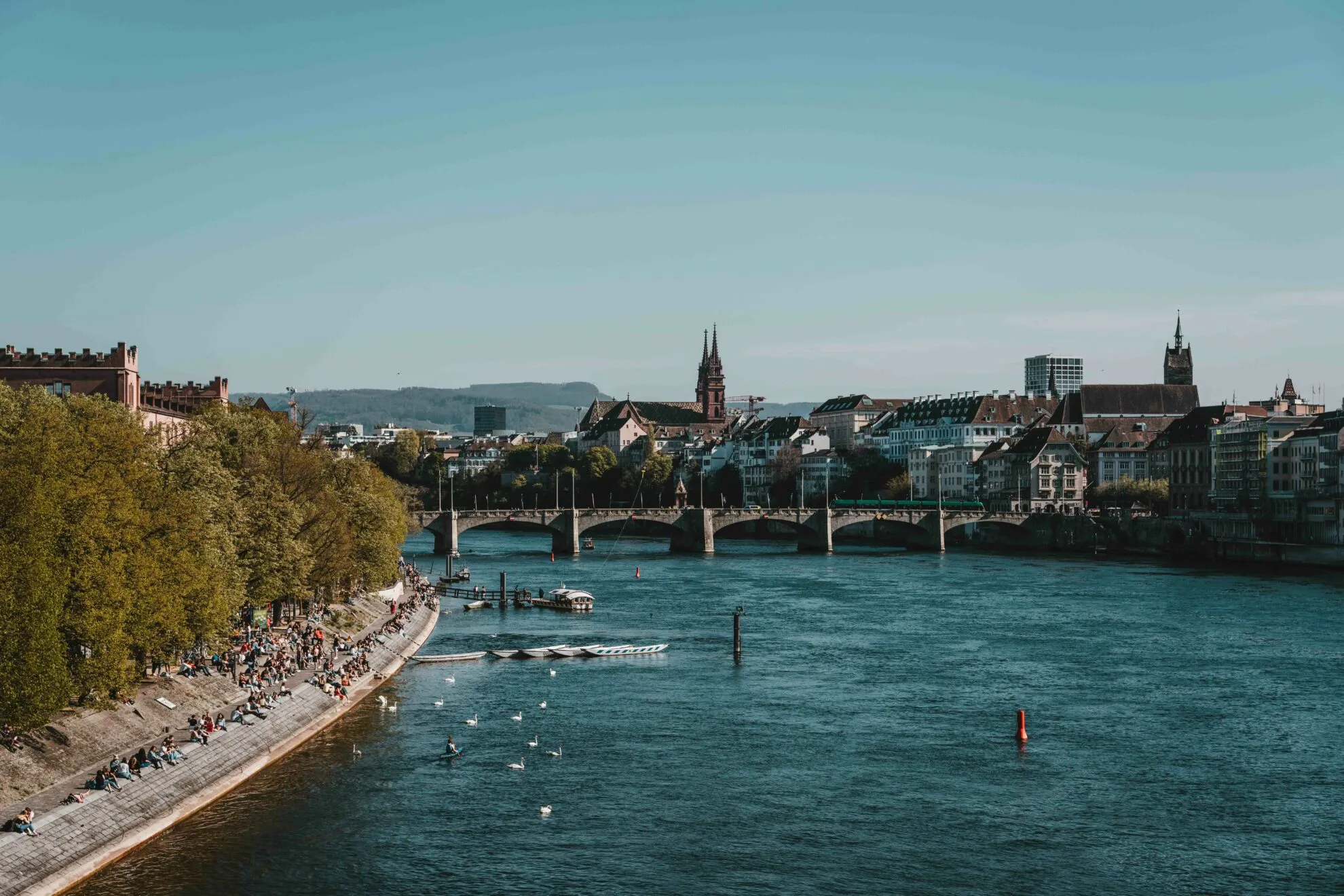 Malerische Stadt Basel am Rhein