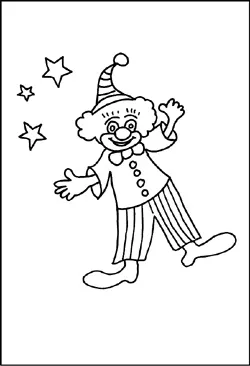 Malvorlage - Clown und Sterne