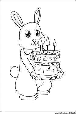 Malvorlage Hase Geburtstagskuchen