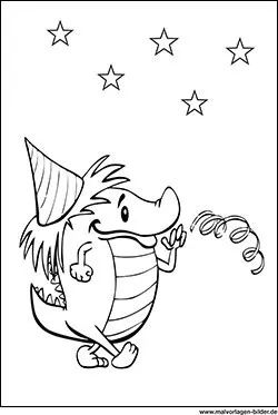 Malvorlage Party Drache