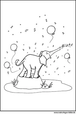 Malvorlagen Party Elefant