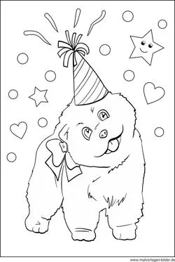 Malvorlagen Partyhund Geburtstagsfeier