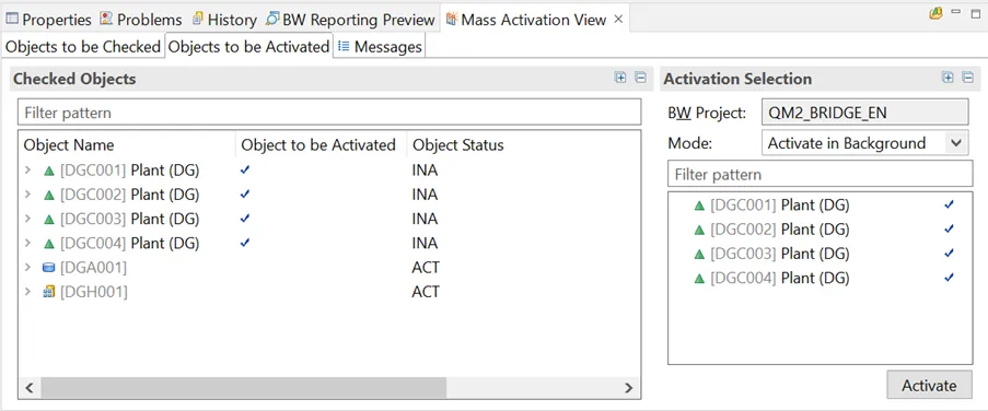 Massenaktivierung inaktiver Objekte im Hintergrund