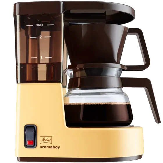 Melitta Aromaboy Filterkaffeemaschine in Beige-Braun, stilvoll platziert in einer modernen Küche