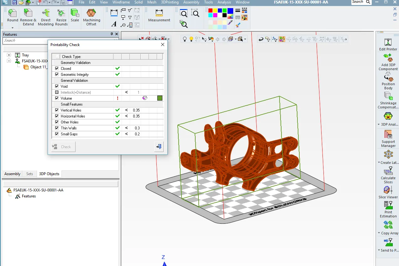 Messwerkzeuge in 3DXpert zur genauen Vermessung von Bauteilen.