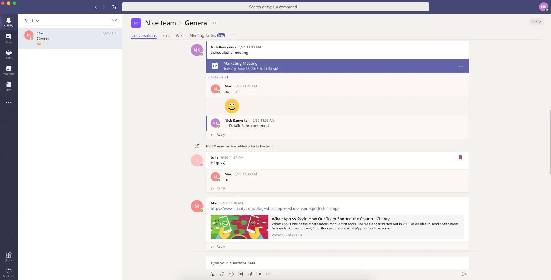 Microsoft Teams Arbeitsbereich