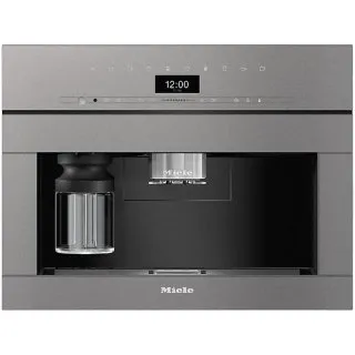 Miele Einbau-Kaffeevollautomat in Graphitgrau, integriert in eine moderne Küche