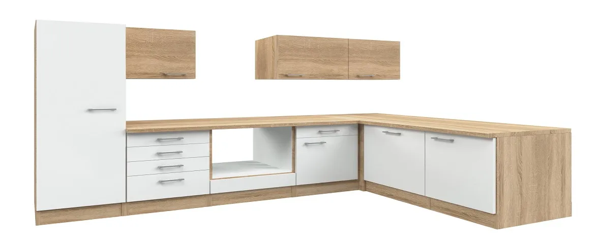 Moderne Winkelküche in Weiß und Braun