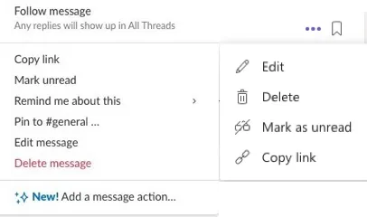 Optionen für Nachrichten in Slack und Microsoft Teams