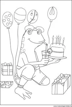 Party Frosch Malvorlage zum Geburtstag