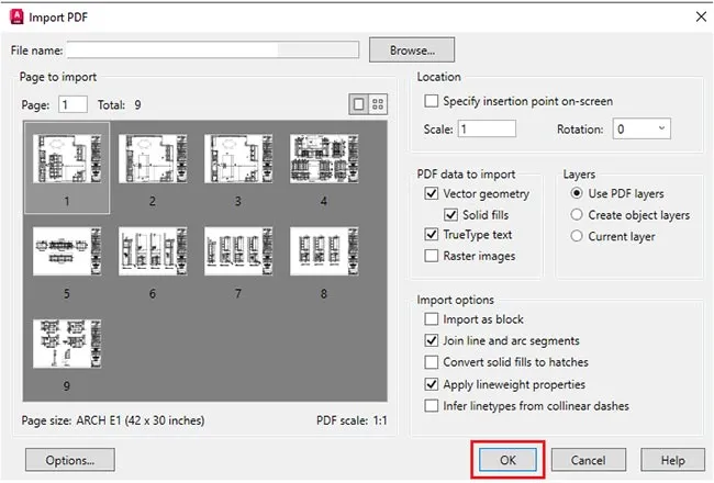 PDF erfolgreich in AutoCAD konvertiert und bearbeitbar