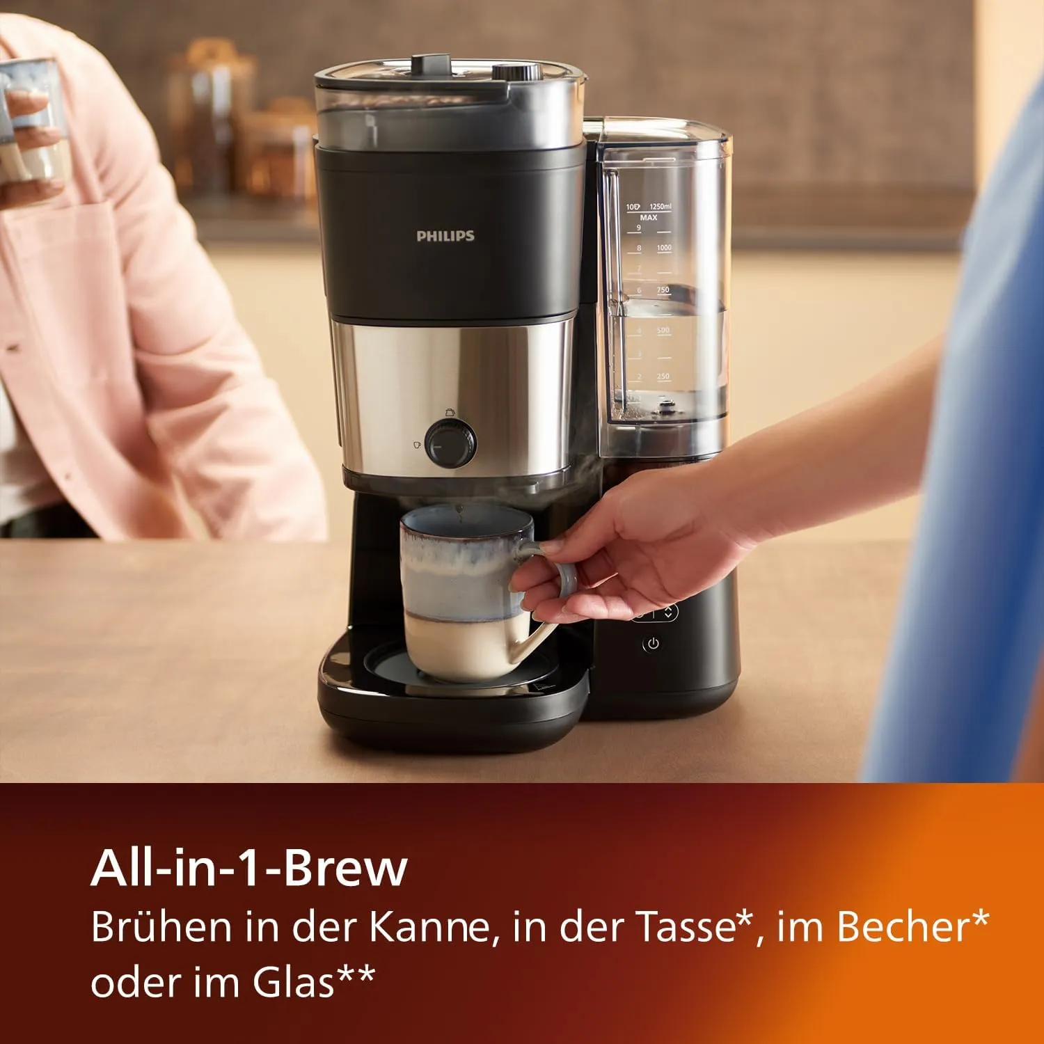 Philips All-in-One Kaffeemaschine mit Mahlwerk, mit Funktion zur Einzelportionszubereitung