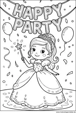 Prinzessinnen Party Ausmalbild für Mädchen
