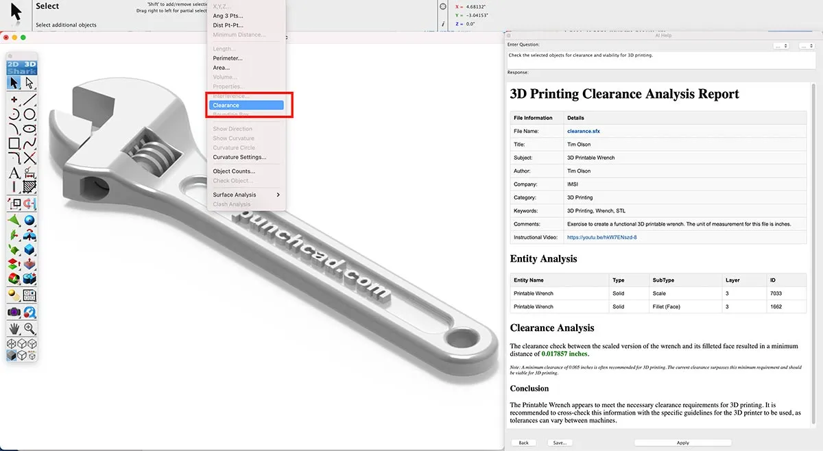 Prüfung des Freiraums zwischen zwei Komponenten in ViaCAD