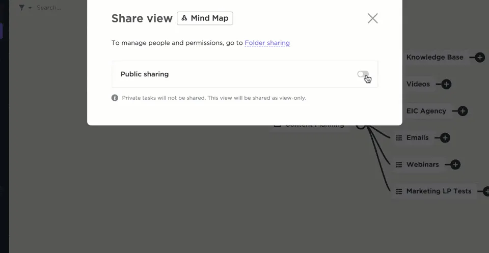 Public sharing in ClickUp