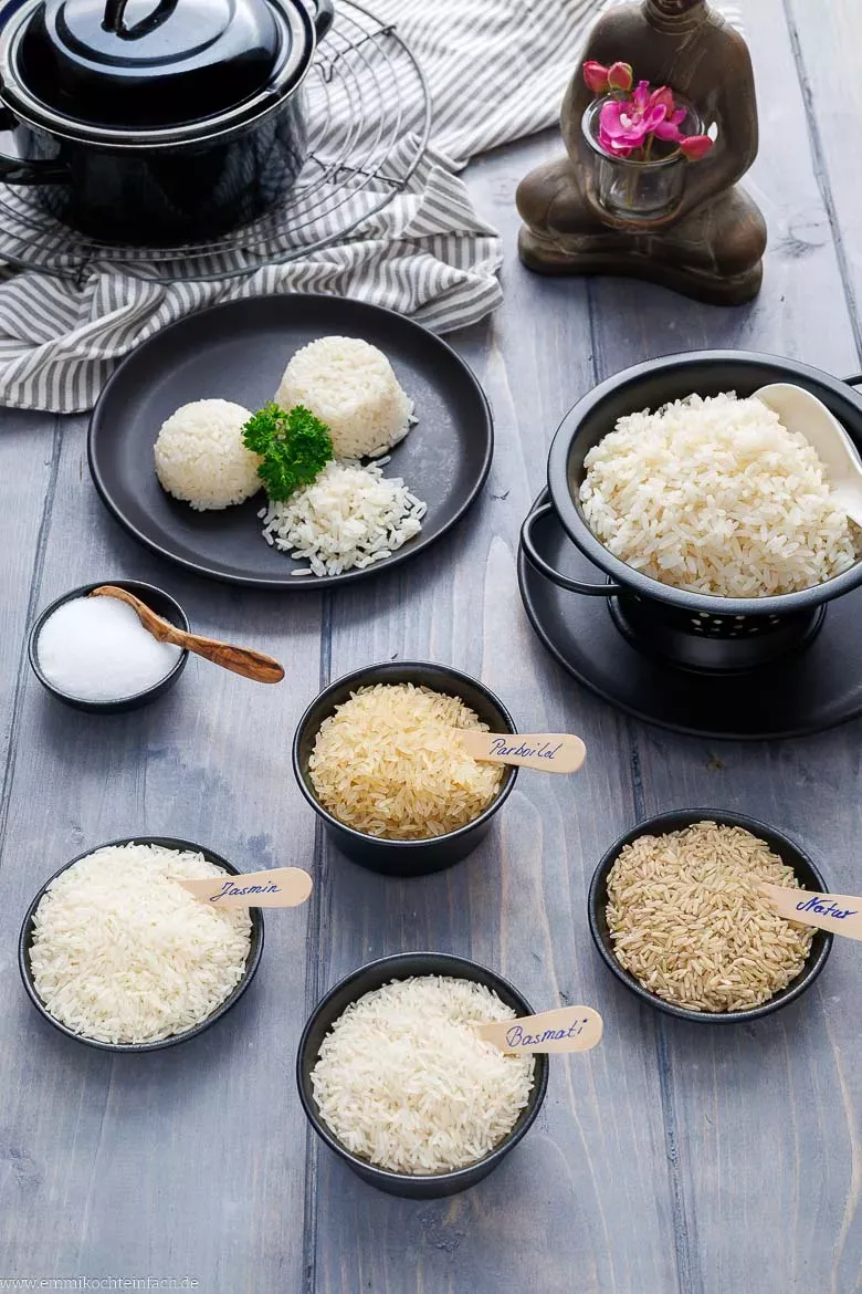Reissorten kochen, wie Jasminreis, Naturreis, Basmati oder Parboiled Reis