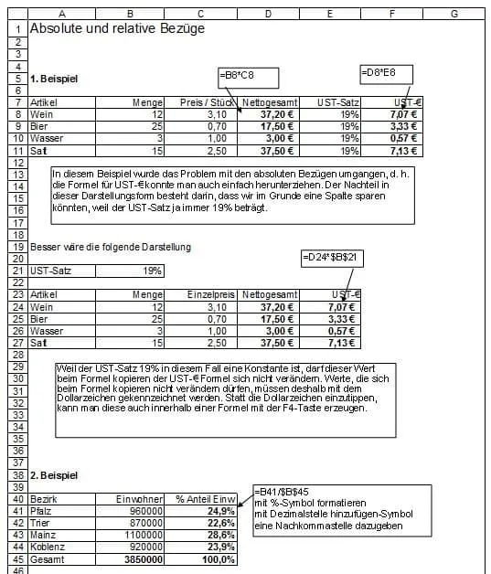 Relative und absolute Bezüge in Excel verstehen und korrekt in Formeln anwenden