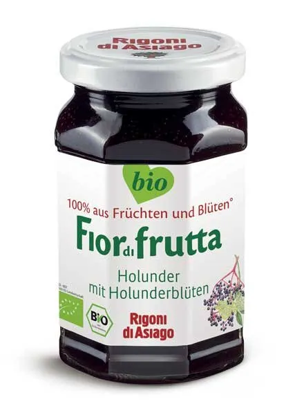Rigoni di Asiago Aufstrich Holunder mit Holunderblüten bio 250g aus bayerischer Tradition