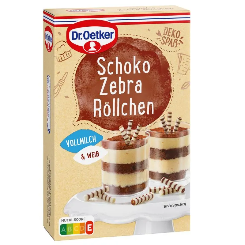 Schoko Zebra Röllchen Packung