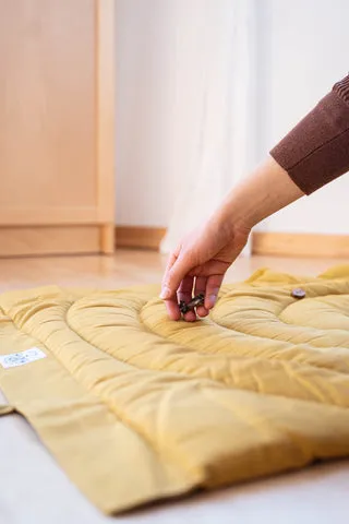 Schritt 1: Leckerlis auf die Decke werfen.