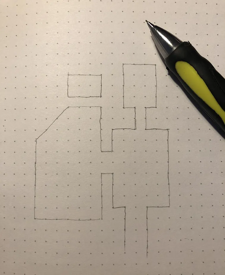 Schritt Eins: Grobe Umrisse mit Bleistift