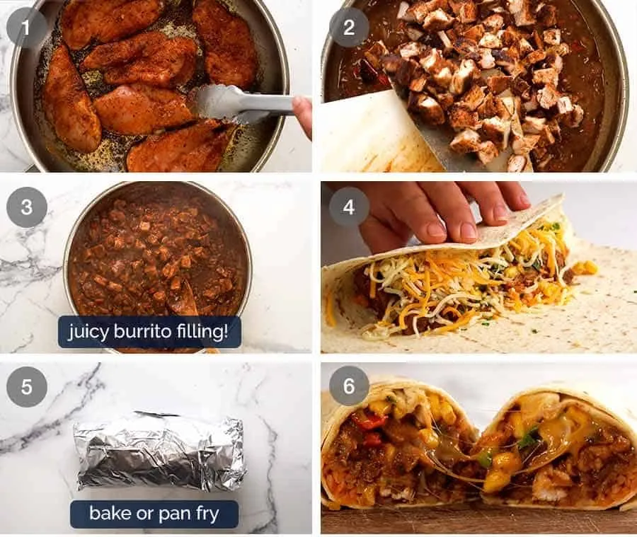 Schritt-für-Schritt-Anleitung zum Rollen eines Hähnchen Burritos