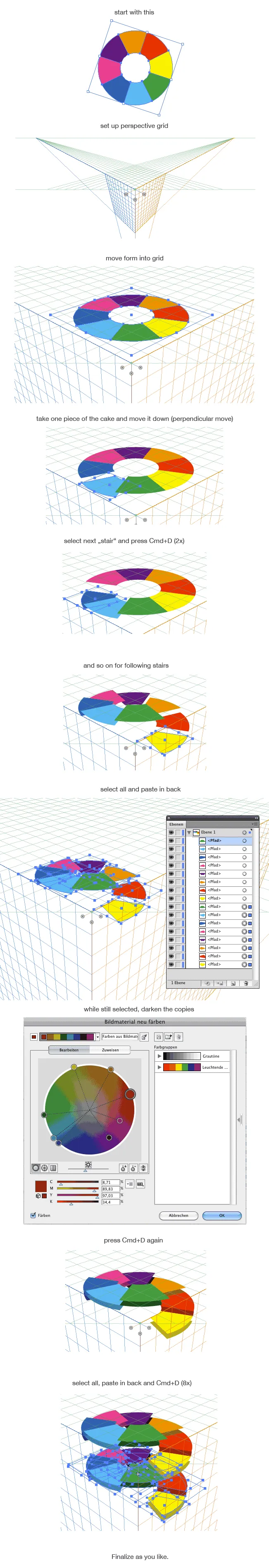 Schritt-für-Schritt-Anleitung zur Erstellung einer Wendeltreppe in Illustrator
