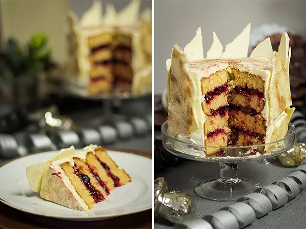 Schritt-für-Schritt: Stapeln der Böden mit Fruchtfüllung