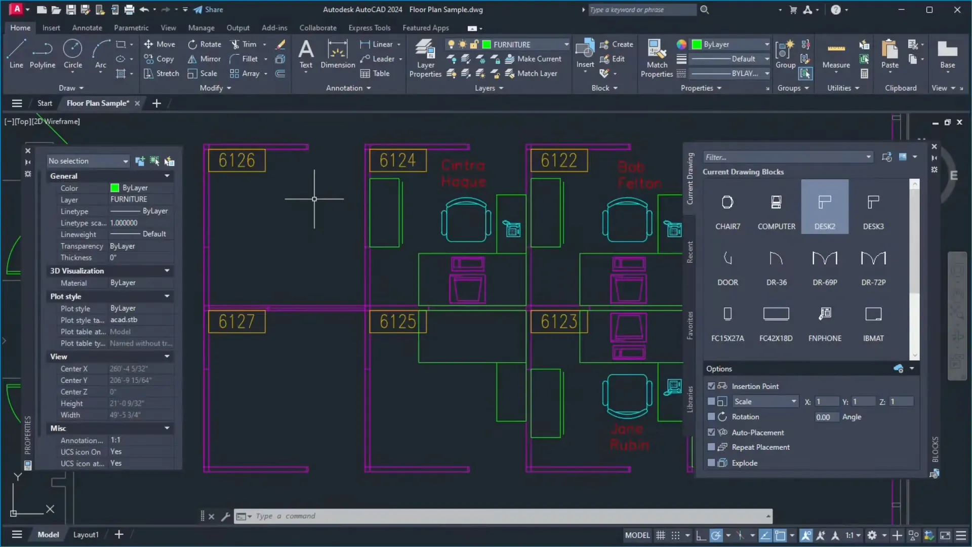 Screenshot der AutoCAD 2024 Benutzeroberfläche