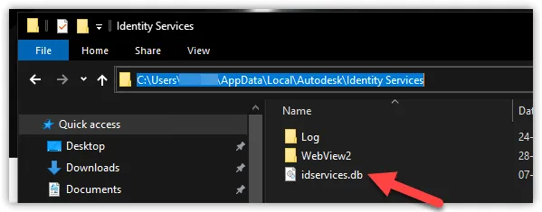 Screenshot der Datei idservices.db im Datei-Explorer