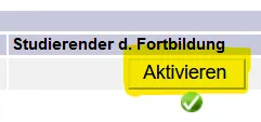 Screenshot zeigt den "Aktivieren"-Button bei der Privaten Pädagogischen Hochschule Burgenland für die Immatrikulation