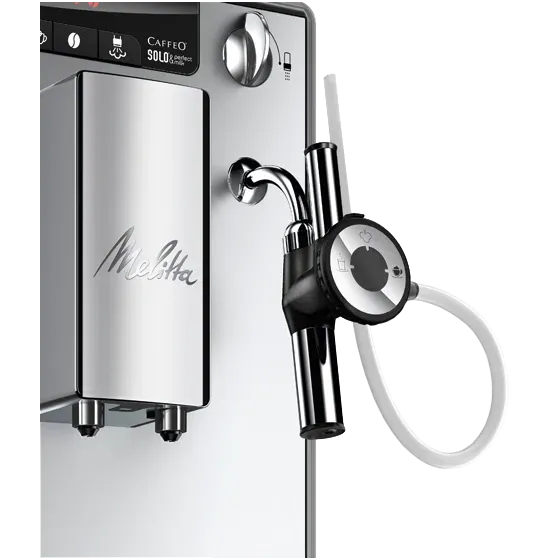 Seitenansicht der Melitta Caffeo Solo Perfect Milk mit abnehmbarem Wassertank