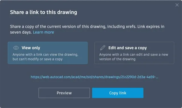 Share-Funktion in AutoCAD für Mac 2023