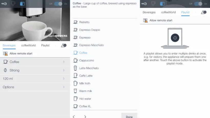Siemens EQ.9 Plus Connect app