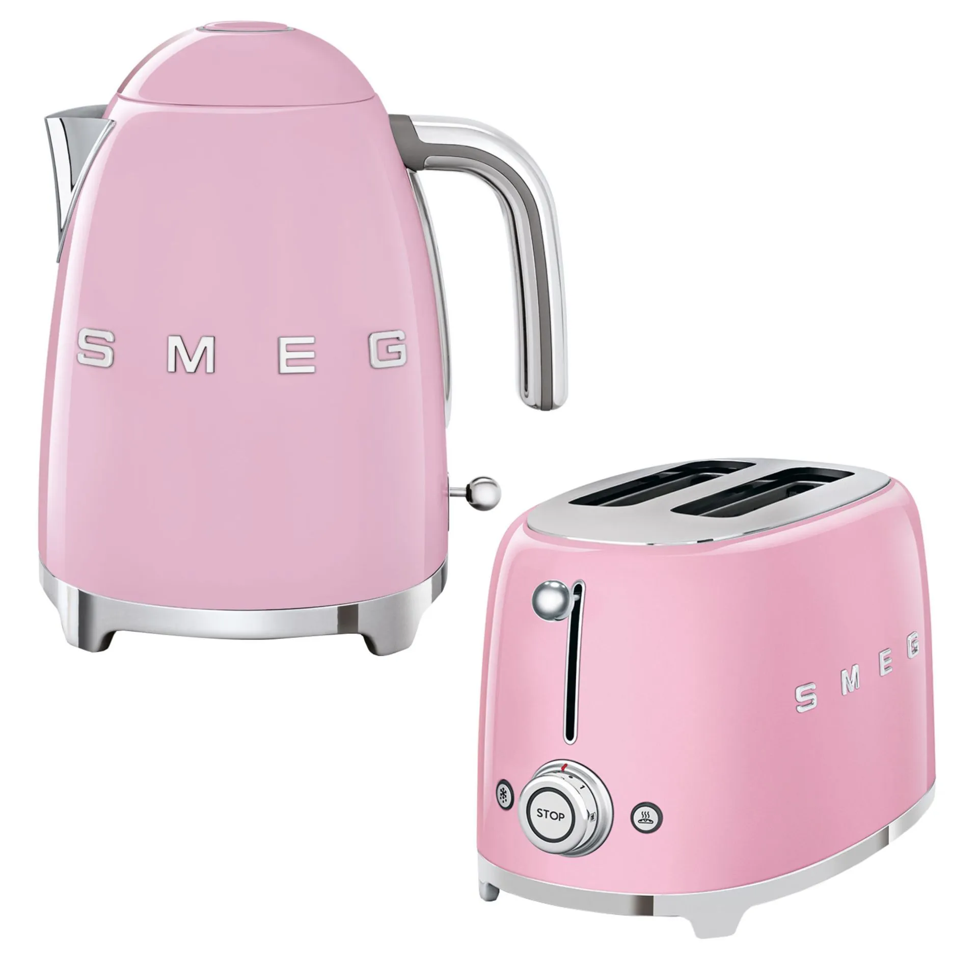 SMEG Küchengeräte-Set pink 2-teilig bestehend aus Wasserkocher und Toaster