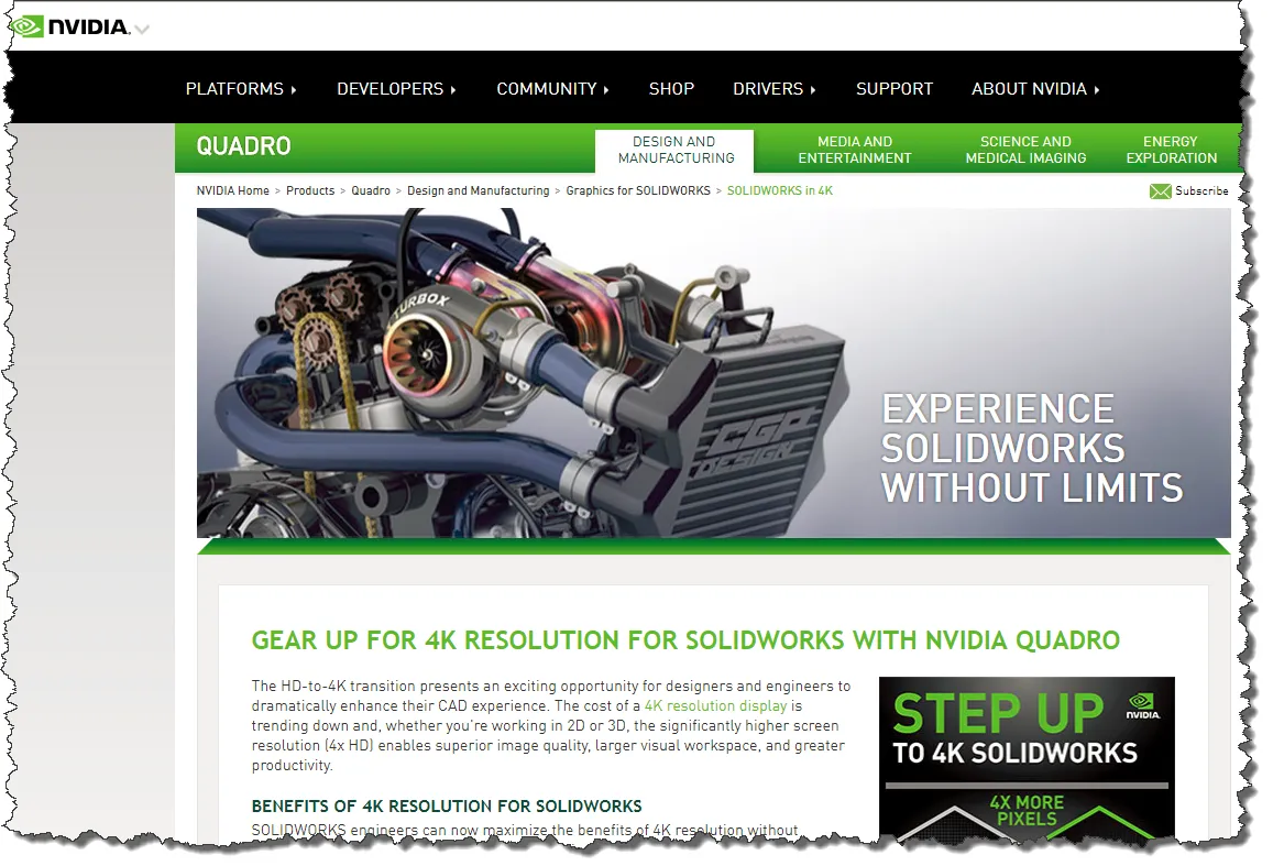 SOLIDWORKS 2018 Benutzeroberfläche auf einem 4K-Display