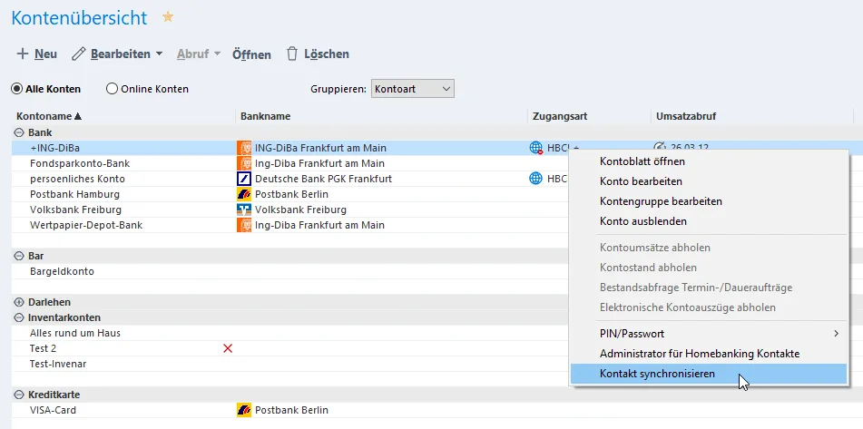 Synchronisation der Online-Kontakte im Lexware FinanzManager 2020