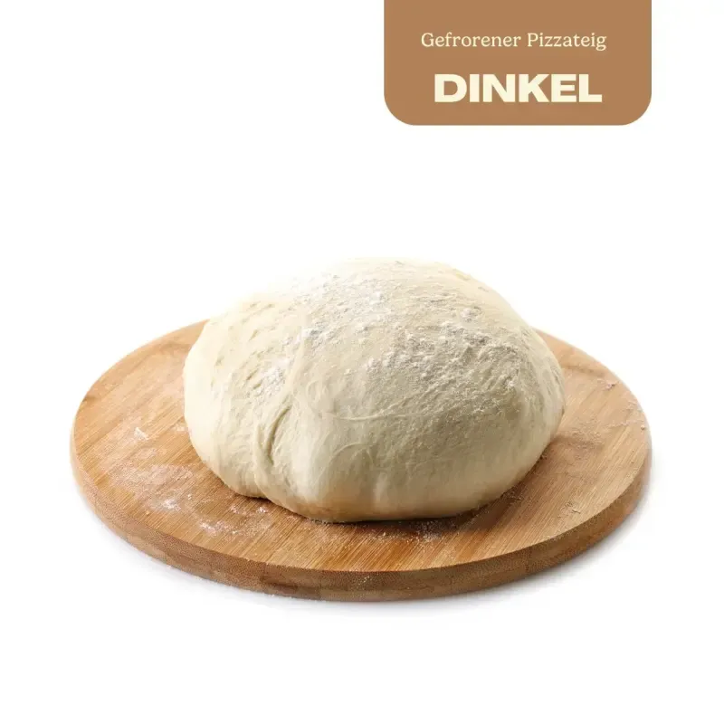 Tiefgekühlter Dinkel Pizzateig in einer Verpackung