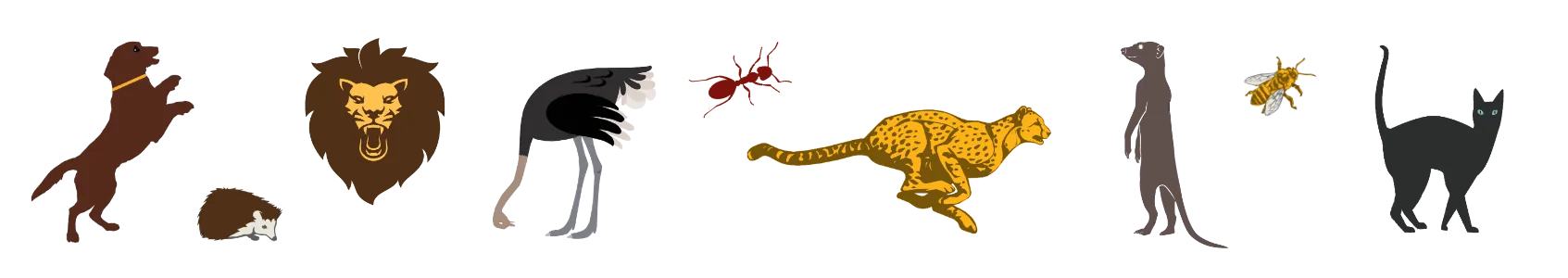 Tierische Silhouetten vor einem hellen Hintergrund