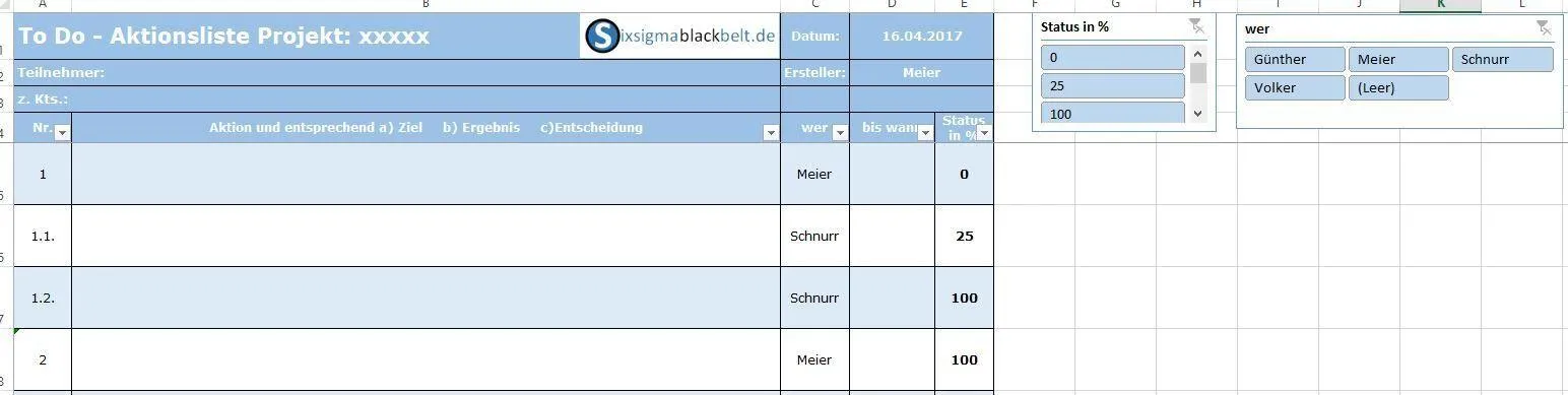 To Do Liste Excel Aktionsliste Excel 20170416
