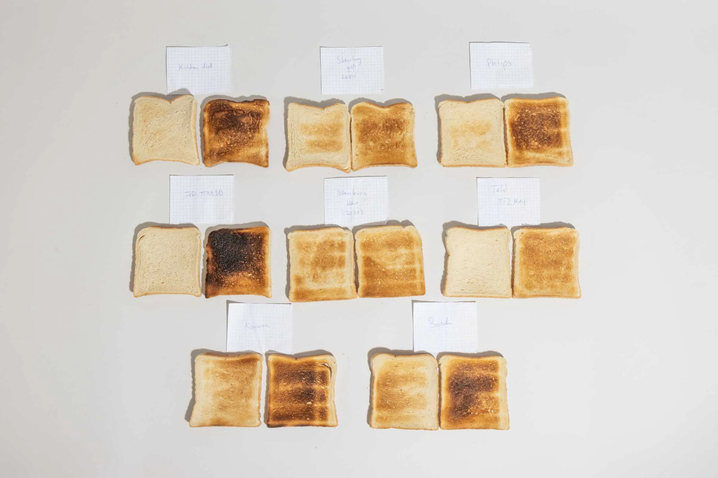 Toaster in verschiedenen Testphasen