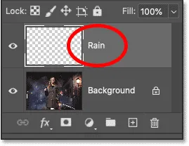 Umbenennen der neuen Ebene in "Regen"