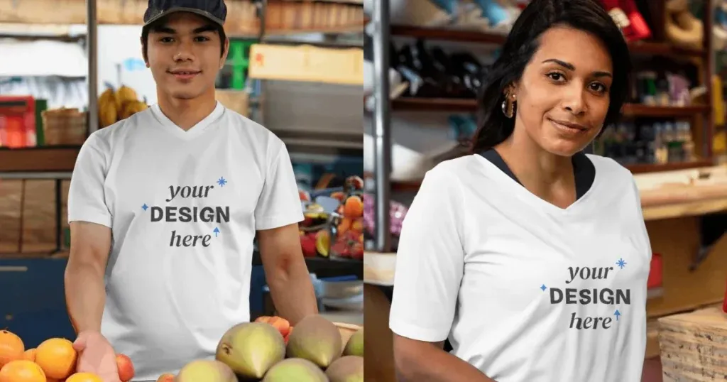 V-Neck-T-Shirt-Mockups in Mockey