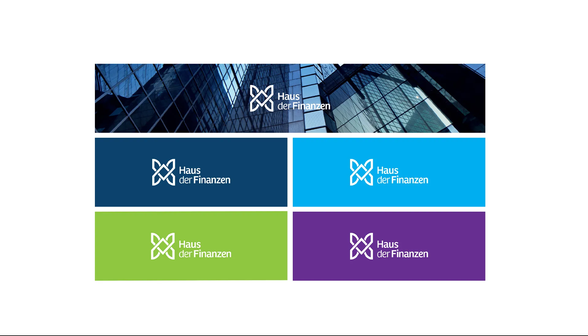 Variante des Haus der Finanzen Logos auf dunklem Hintergrund