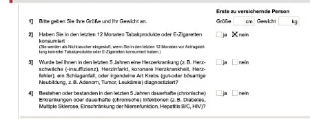 Vereinfachte Gesundheitsfragen Canada Life für die Schwere-Krankheiten-Versicherung